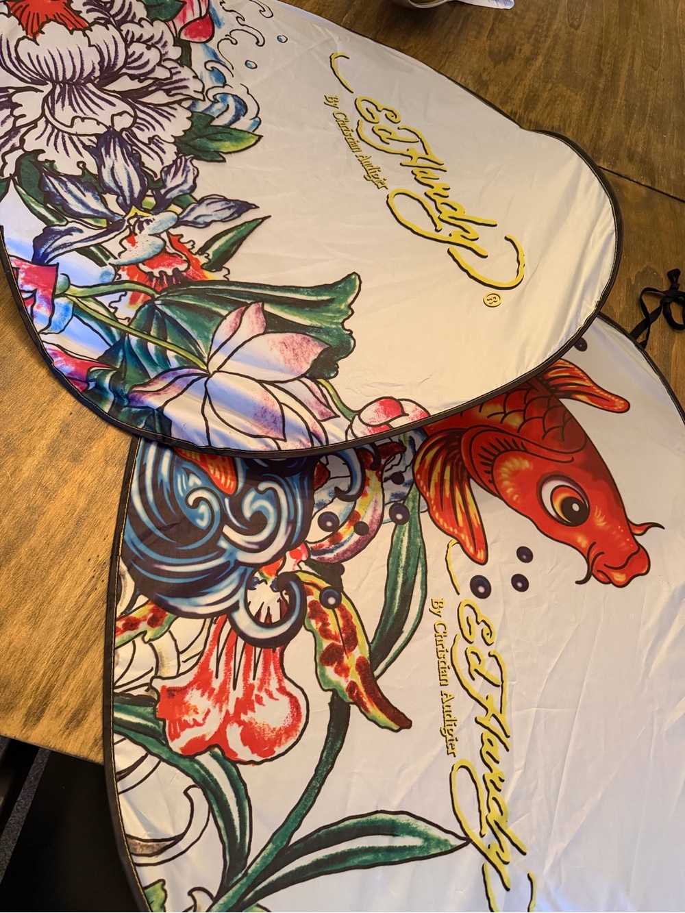 Ed Hardy Floral & Koi Car Sun Shades - White Multicolor FAIR